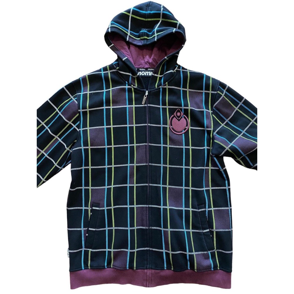 Nomis Full Zip Hoodie Sweatshirt Jacket Black Multicolor Snowboarding Heavy XL